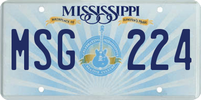 MS license plate MSG224