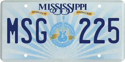 MS license plate MSG225