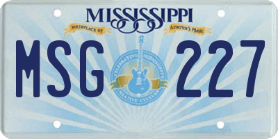 MS license plate MSG227