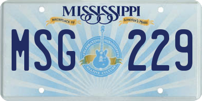 MS license plate MSG229