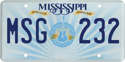 MS license plate MSG232