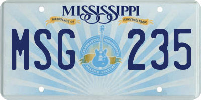 MS license plate MSG235