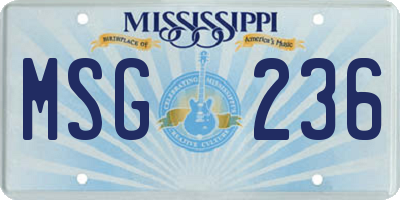 MS license plate MSG236