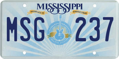 MS license plate MSG237