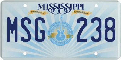 MS license plate MSG238