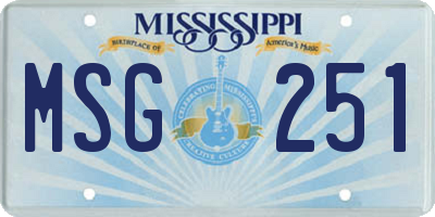 MS license plate MSG251