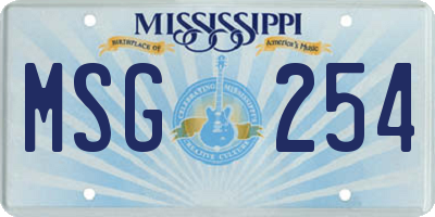 MS license plate MSG254