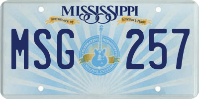 MS license plate MSG257