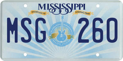 MS license plate MSG260