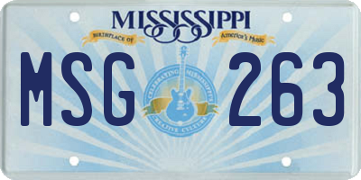 MS license plate MSG263