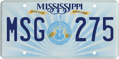 MS license plate MSG275