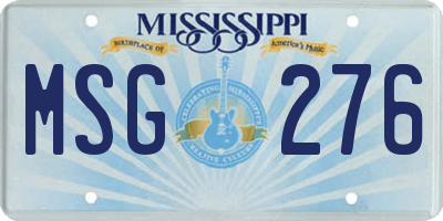 MS license plate MSG276