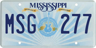 MS license plate MSG277