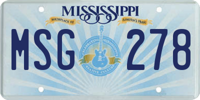 MS license plate MSG278
