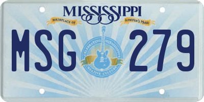 MS license plate MSG279