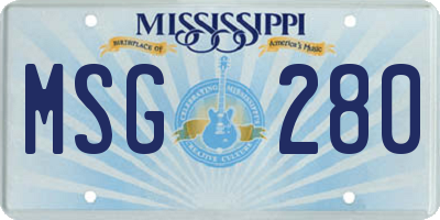 MS license plate MSG280