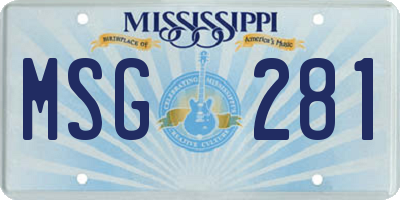 MS license plate MSG281