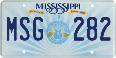 MS license plate MSG282
