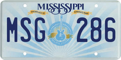 MS license plate MSG286