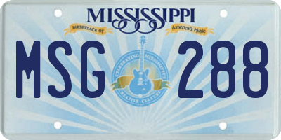 MS license plate MSG288