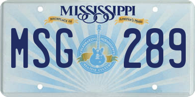 MS license plate MSG289