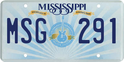 MS license plate MSG291