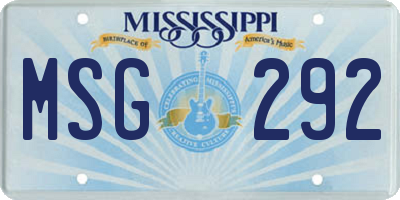 MS license plate MSG292