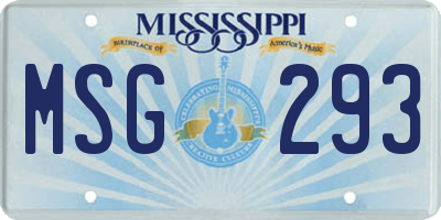 MS license plate MSG293