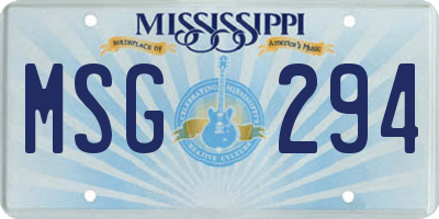 MS license plate MSG294