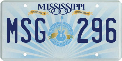 MS license plate MSG296