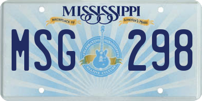 MS license plate MSG298