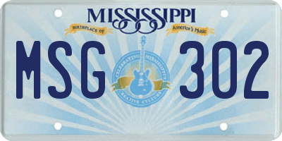 MS license plate MSG302
