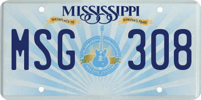 MS license plate MSG308