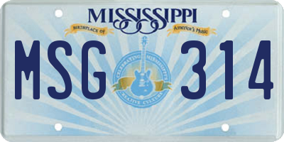 MS license plate MSG314