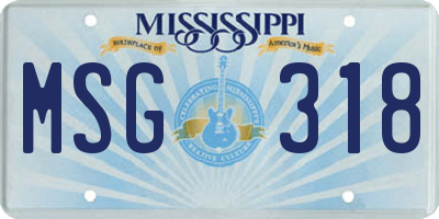 MS license plate MSG318