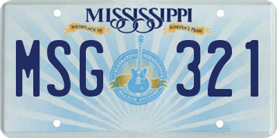 MS license plate MSG321