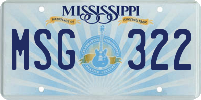 MS license plate MSG322