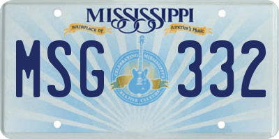 MS license plate MSG332
