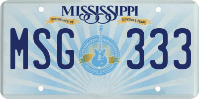 MS license plate MSG333