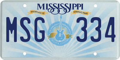 MS license plate MSG334