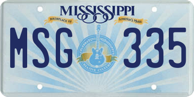 MS license plate MSG335