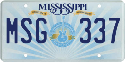 MS license plate MSG337