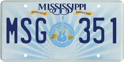 MS license plate MSG351