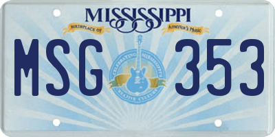 MS license plate MSG353