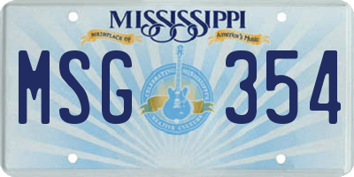 MS license plate MSG354
