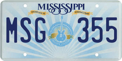 MS license plate MSG355