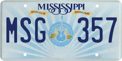 MS license plate MSG357