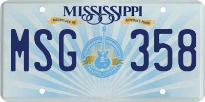 MS license plate MSG358