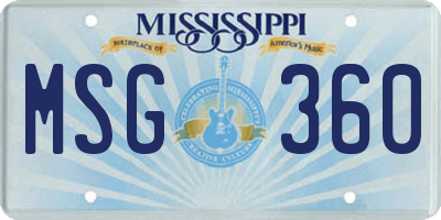 MS license plate MSG360