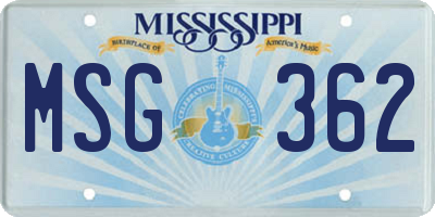 MS license plate MSG362
